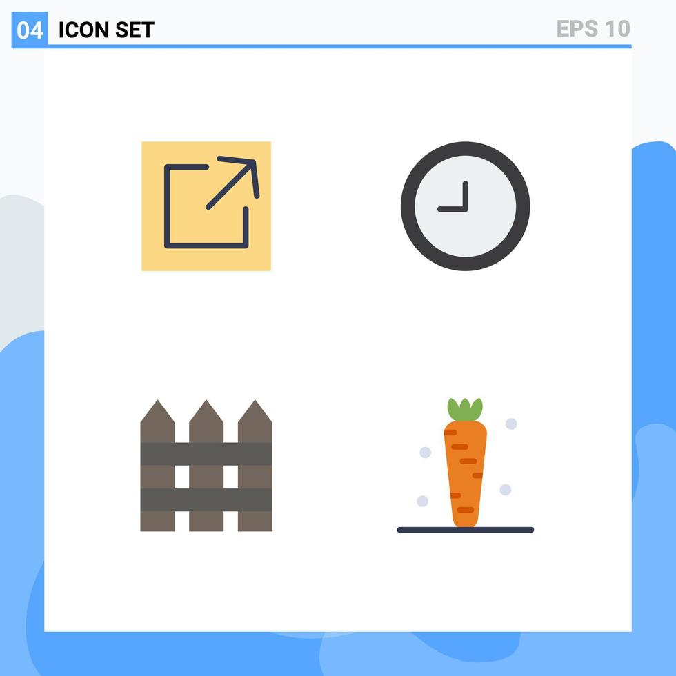 pittogramma impostato di 4 semplice piatto icone di esportare protezione orologio recinto bevanda modificabile vettore design elementi