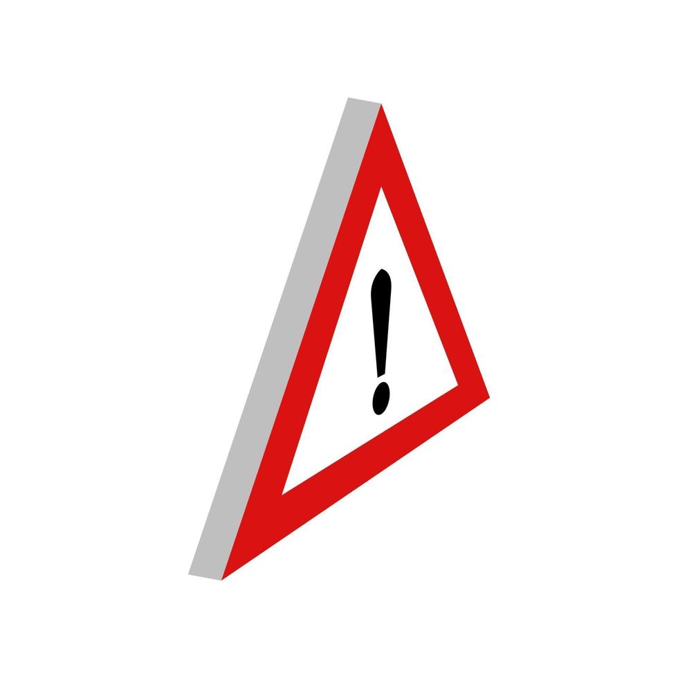 segno di pericolo isometrico su sfondo bianco vettore