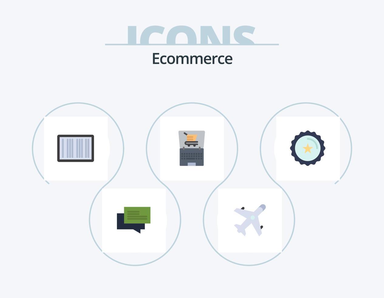 e-commerce piatto icona imballare 5 icona design. sconto. acquisti. codice a barre. e-commerce. in linea vettore