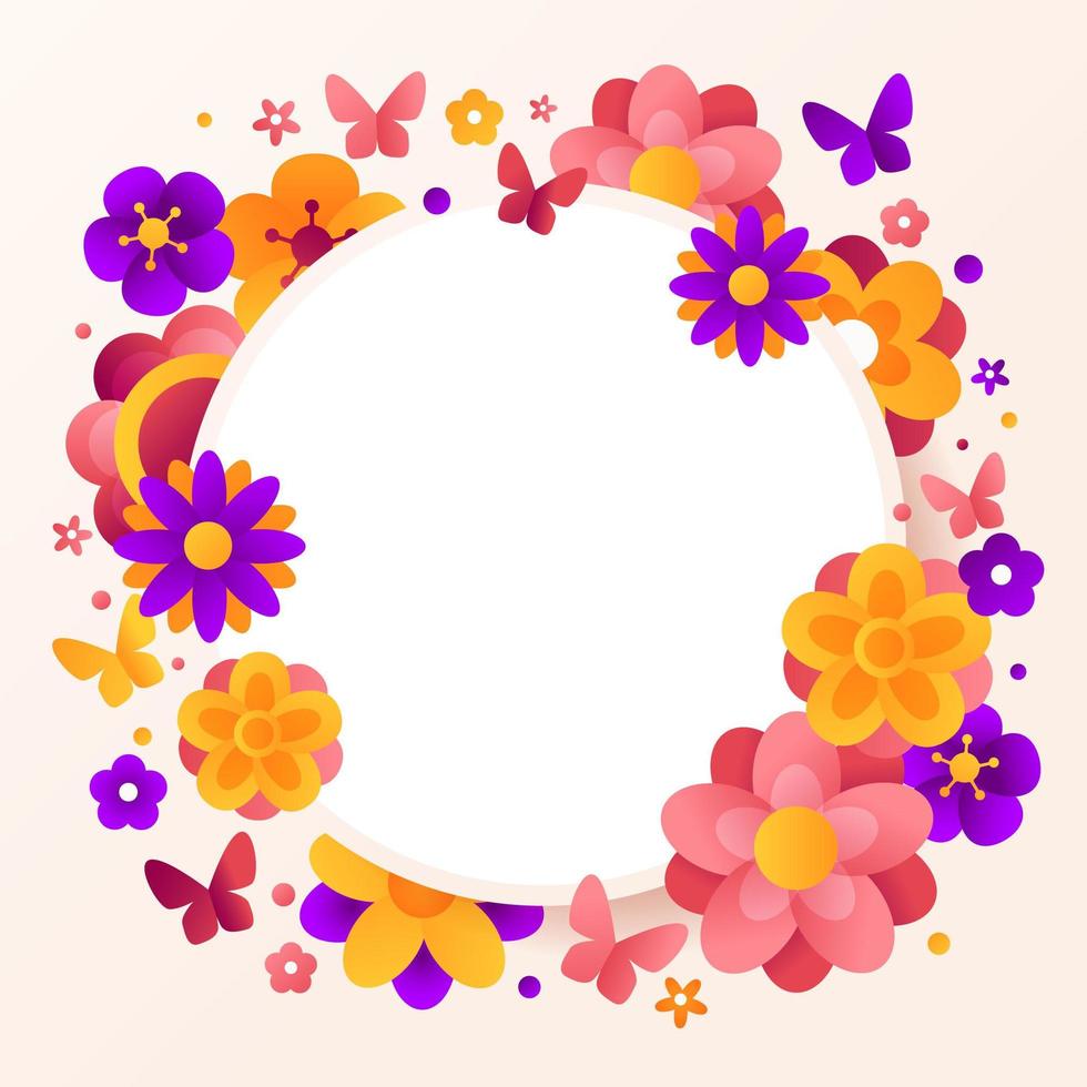 composizione floreale colorato in background cerchio vettore