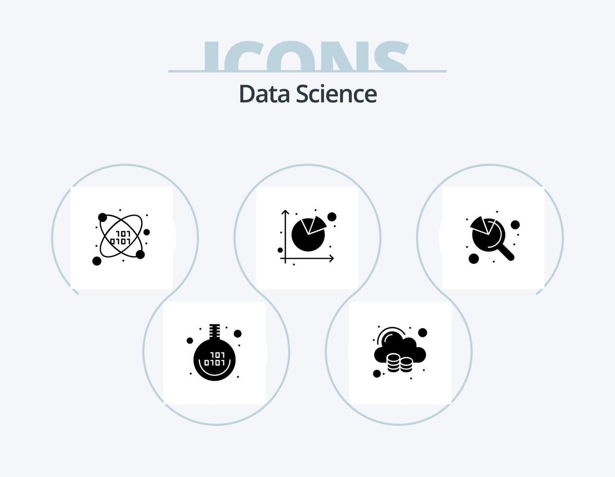 dati scienza glifo icona imballare 5 icona design. grafico. torta. spazio. grafico. attività commerciale utensili vettore