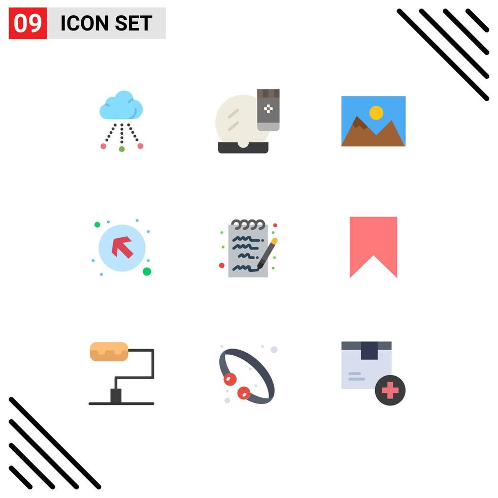 9 creativo icone moderno segni e simboli di documento su trucco base frecce fotografia modificabile vettore design elementi