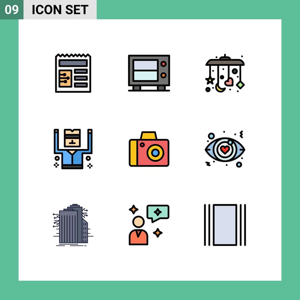 impostato di 9 moderno ui icone simboli segni per occhio studio dormire foto sicurezza modificabile vettore design elementi