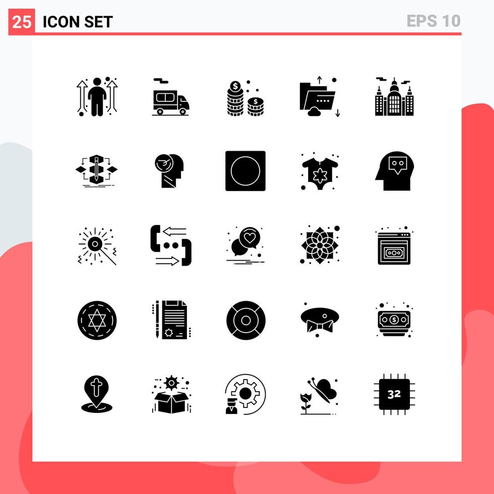 impostato di 25 moderno ui icone simboli segni per edificio multimedia i soldi Internet nube modificabile vettore design elementi
