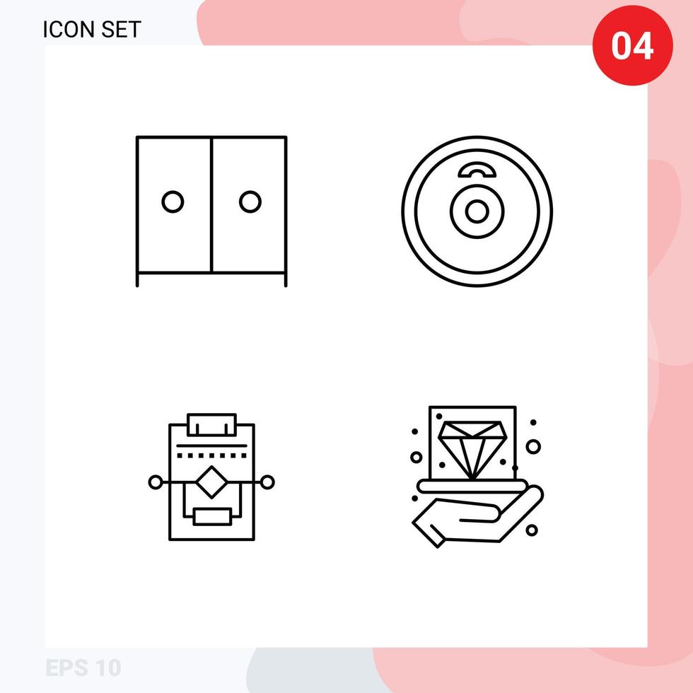 4 creativo icone moderno segni e simboli di mobilia impostazioni manubrio flusso di lavoro diamante modificabile vettore design elementi