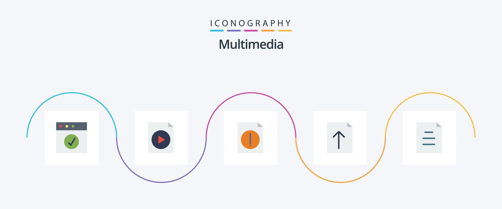 multimedia piatto 5 icona imballare Compreso . file. testo. documento vettore