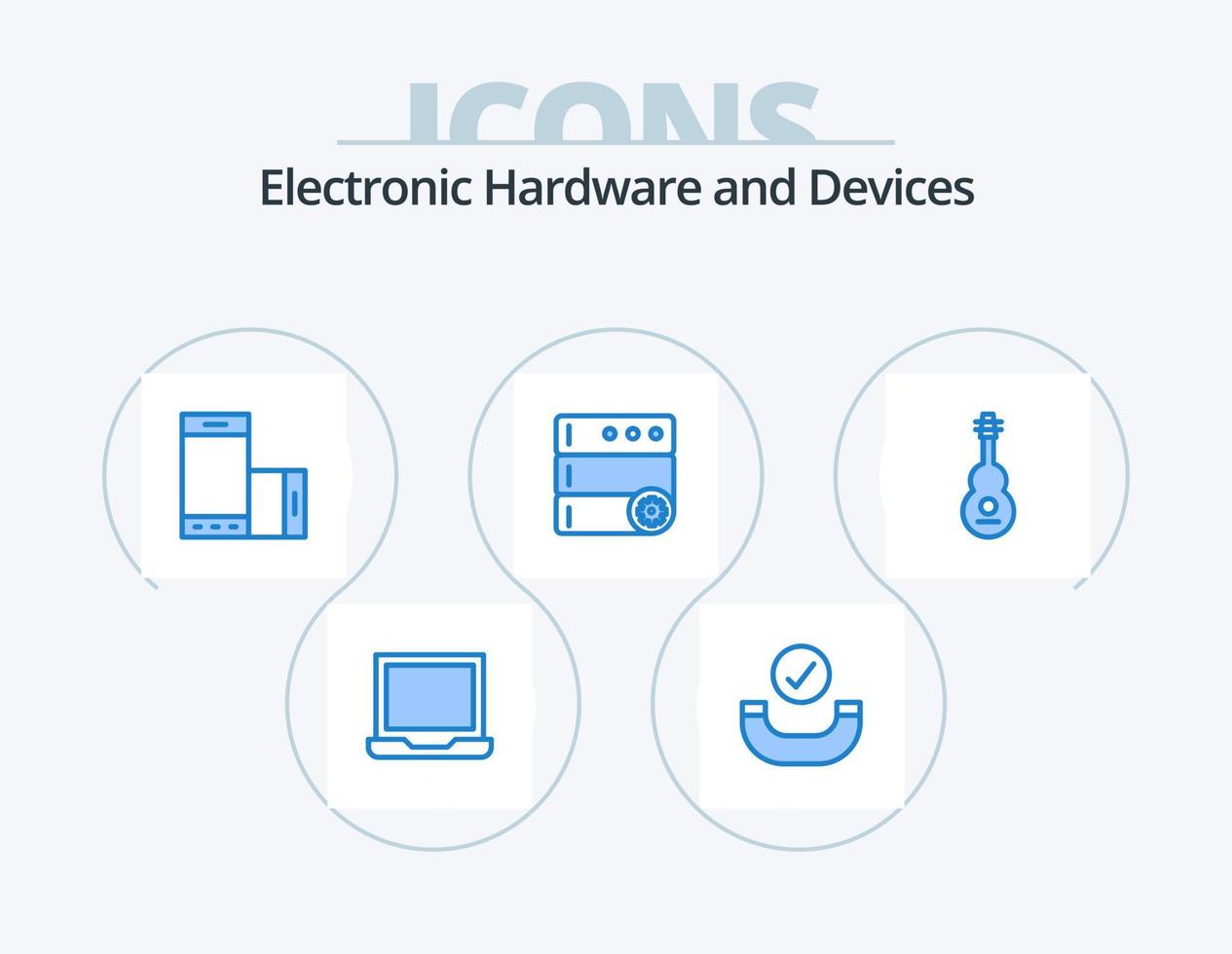 dispositivi blu icona imballare 5 icona design. suono. strumento. Telefono. Audio. opzioni vettore