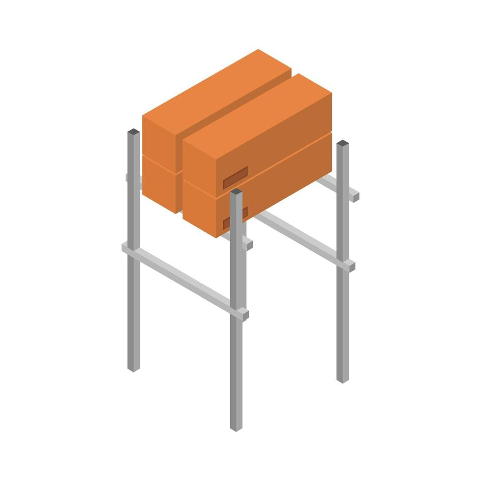 mensola con scatola isometrica su sfondo bianco vettore