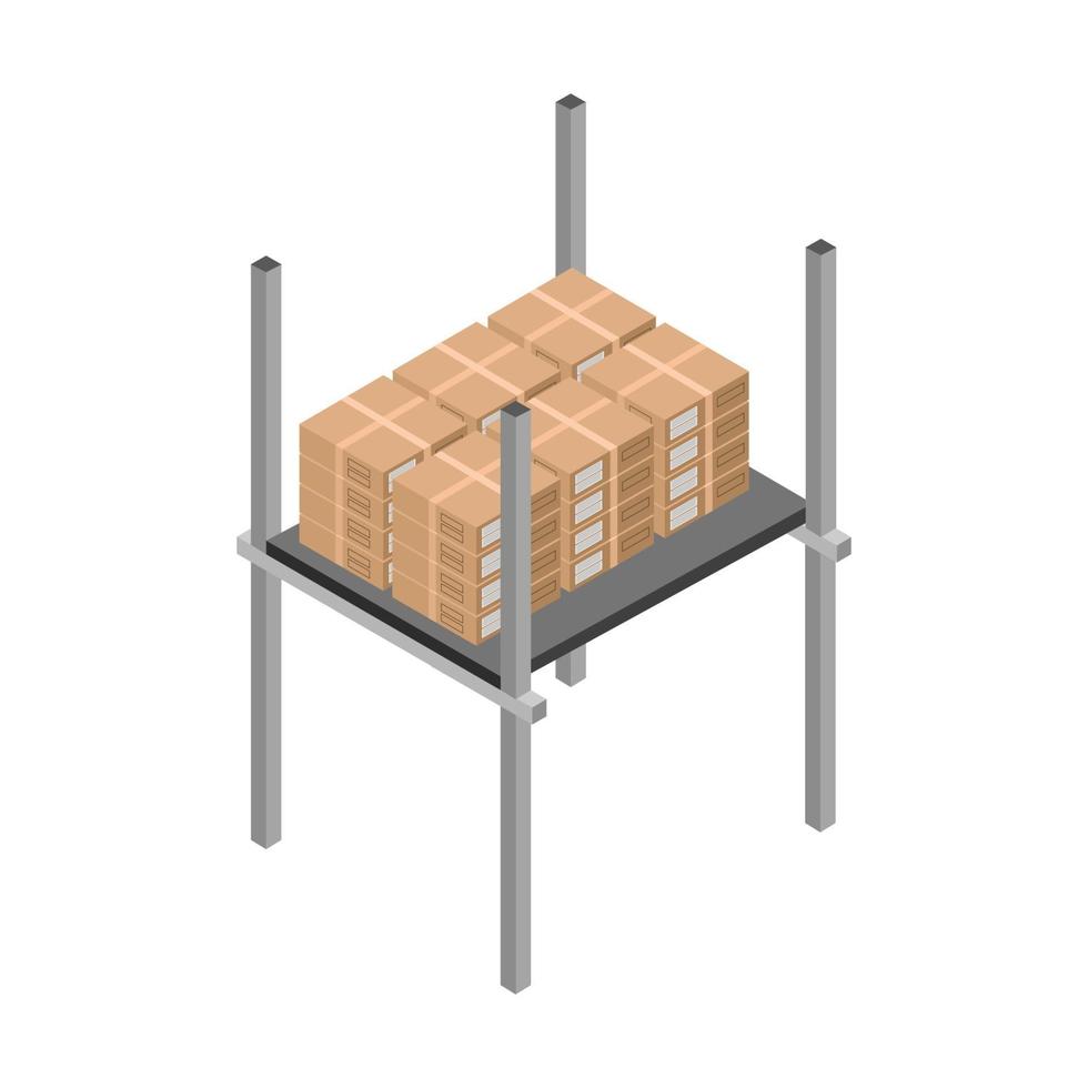 mensola con scatola isometrica su sfondo bianco vettore