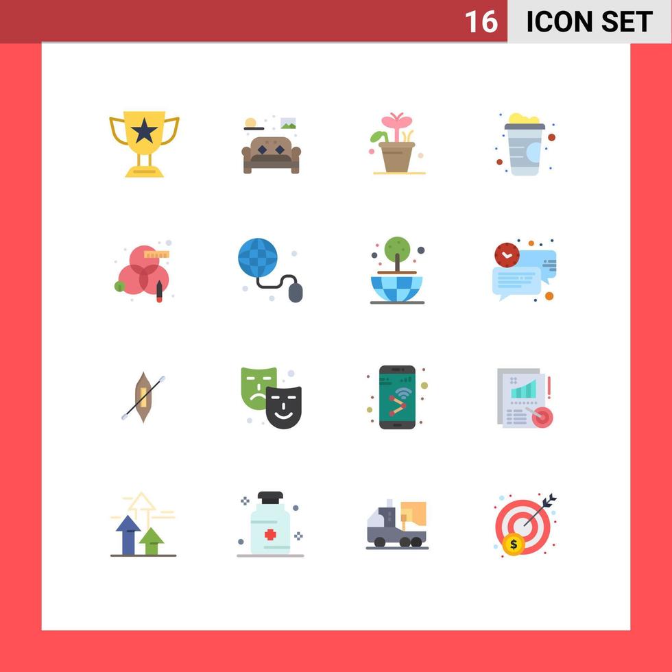 impostato di 16 moderno ui icone simboli segni per creativo linea vivente bevanda pianta modificabile imballare di creativo vettore design elementi