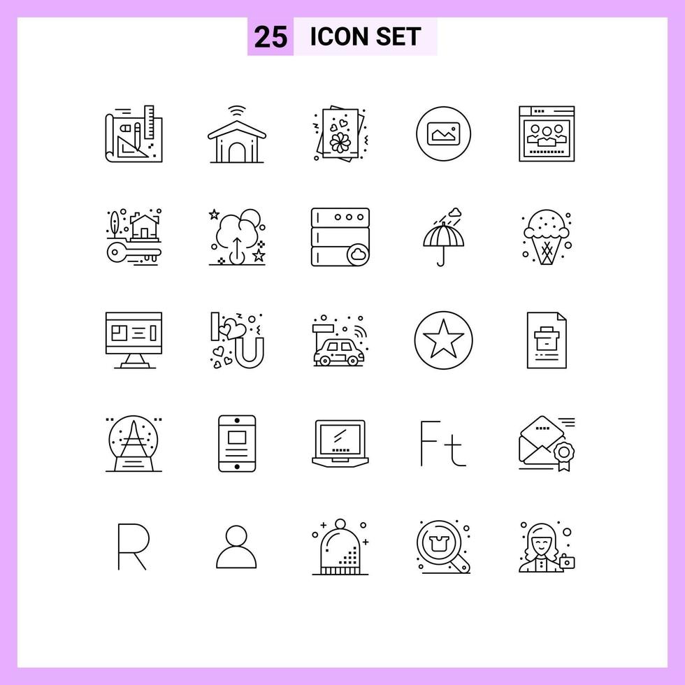 impostato di 25 moderno ui icone simboli segni per ragnatela del browser carta ui foto modificabile vettore design elementi