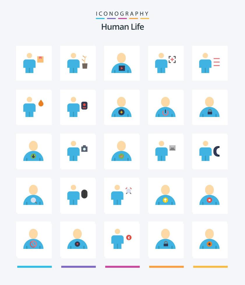 creativo umano 25 piatto icona imballare come come umano. avatar. pianta. video. umano vettore