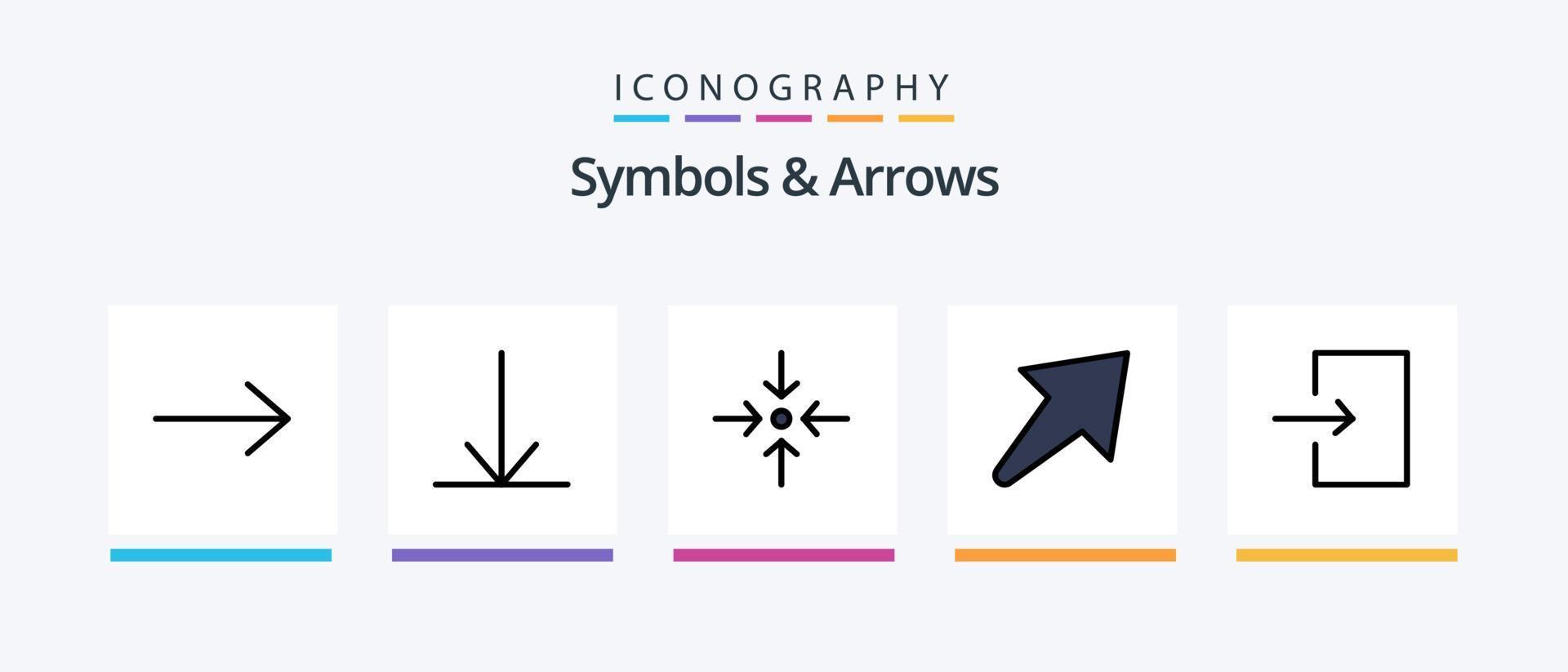 simboli e frecce linea pieno 5 icona imballare Compreso . parte inferiore. su. scala. creativo icone design vettore