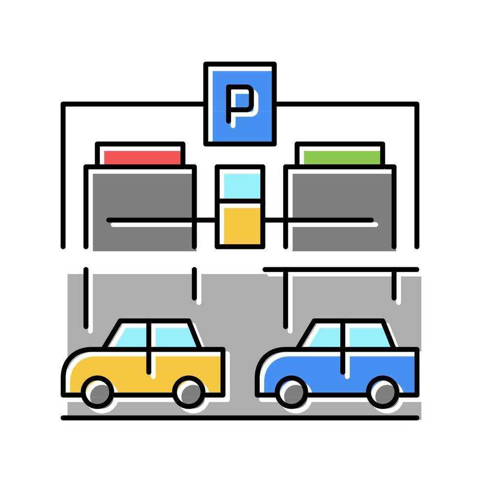 illustrazione vettoriale dell'icona del colore del parcheggio dell'attrezzatura