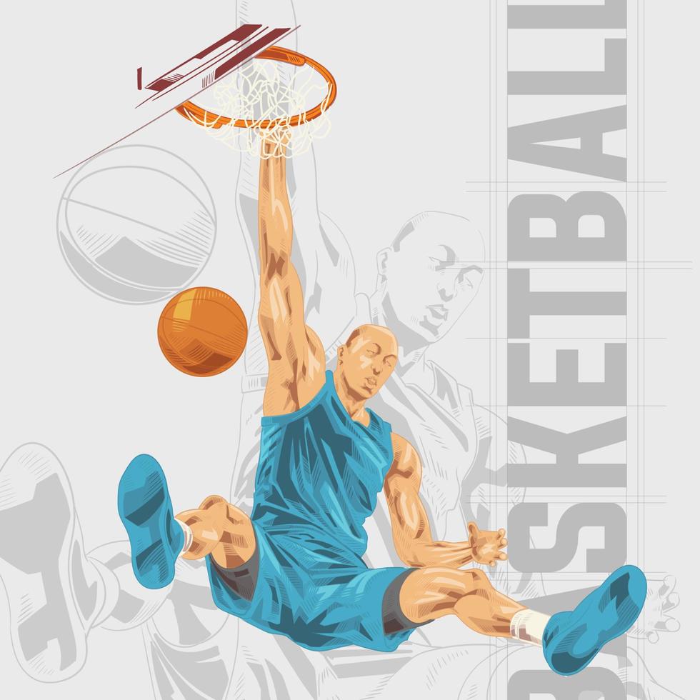 pallacanestro giocatore illustrazione personaggio nel astratto stile vettore