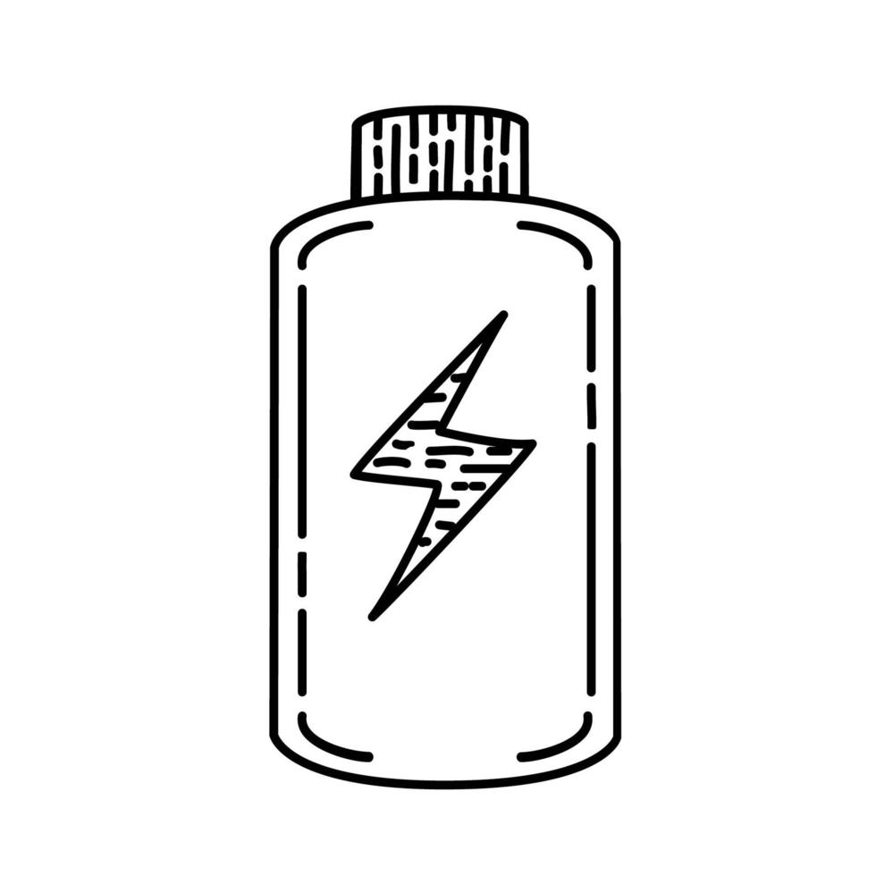 icona batteria scarica. doodle disegnato a mano o contorno nero icona stile vettore