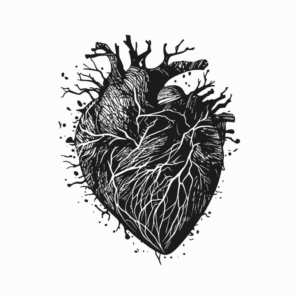 cuore mano disegnato cuore icona cartello - spazzola disegno calligrafia cuore nero cuore simbolo - cuore cartone animato vettore illustrazione