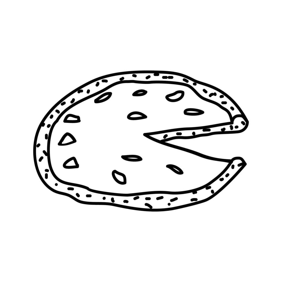 icona di pizza napoletana. Doodle disegnato a mano o icona stile contorno vettore