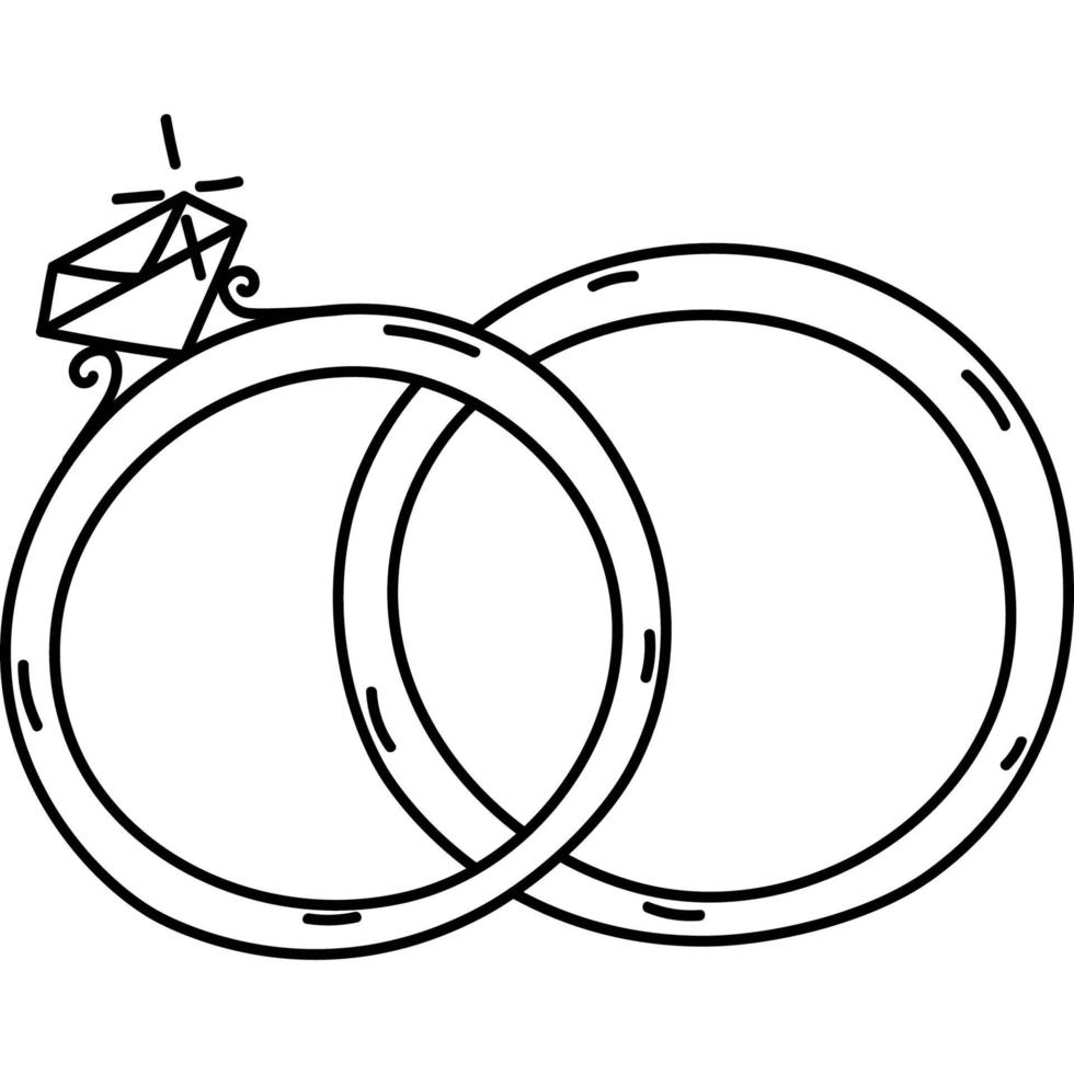 icona di anelli. gioco da ragazzi disegnati a mano o contorno nero icona stile. icona del vettore