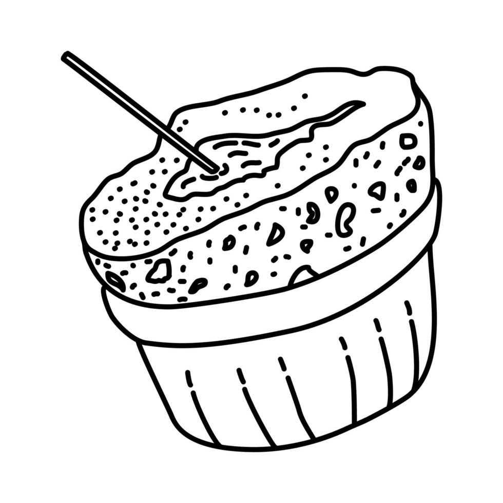 icona di soufflé al cioccolato. Doodle disegnato a mano o icona stile contorno vettore