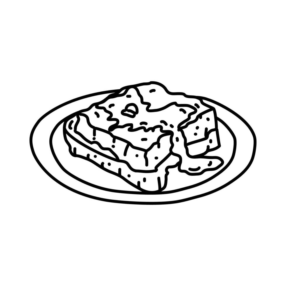 icona di budino di pane al bourbon. Doodle disegnato a mano o icona stile contorno vettore