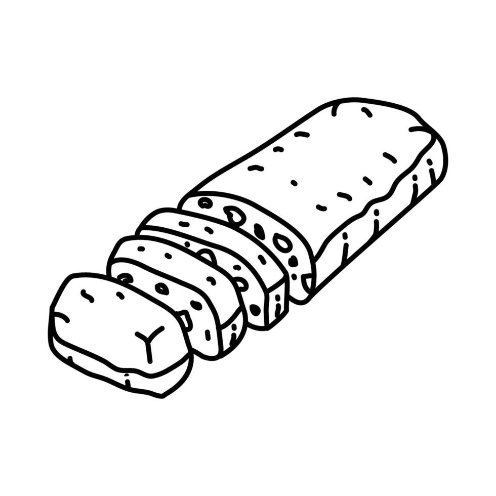 icona di pane ciabatta. Doodle disegnato a mano o icona stile contorno vettore