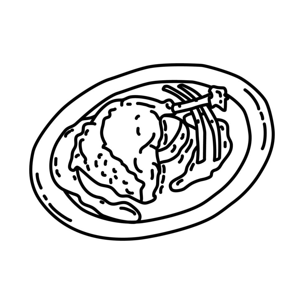 icona di confit de canard. Doodle disegnato a mano o icona stile contorno vettore