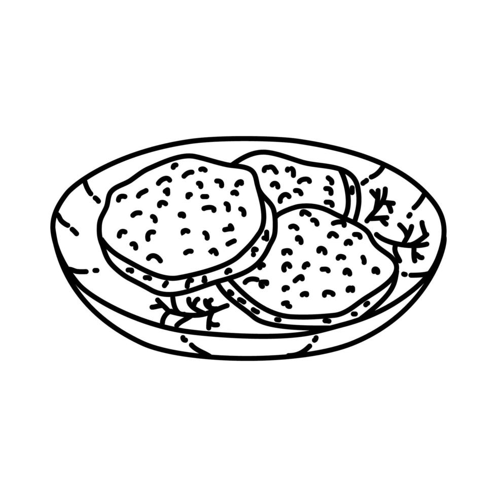 icona di pomodori verdi fritti. Doodle disegnato a mano o icona stile contorno vettore
