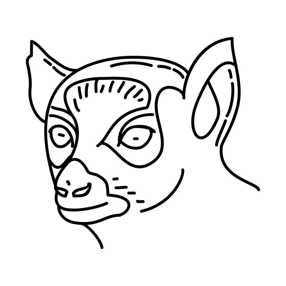 icona di lemuri. Doodle disegnato a mano o icona stile contorno vettore