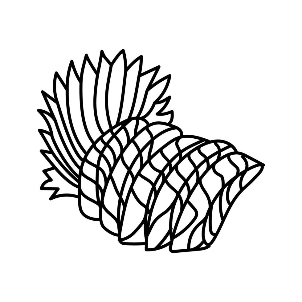 icona di sashimi di salmone. Doodle disegnato a mano o icona stile contorno vettore