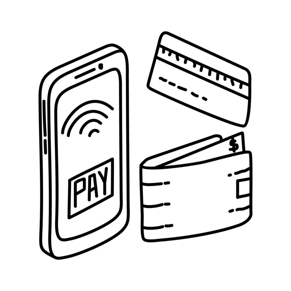 icona dei metodi di pagamento. Doodle disegnato a mano o icona stile contorno vettore