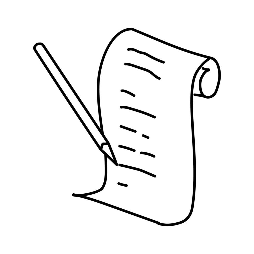 icona della lista della spesa. Doodle disegnato a mano o icona stile contorno vettore