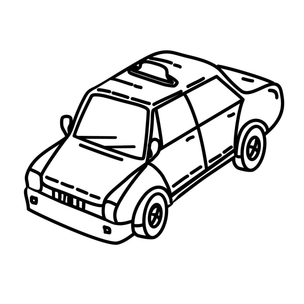 icona di taxi. Doodle disegnato a mano o icona stile contorno vettore