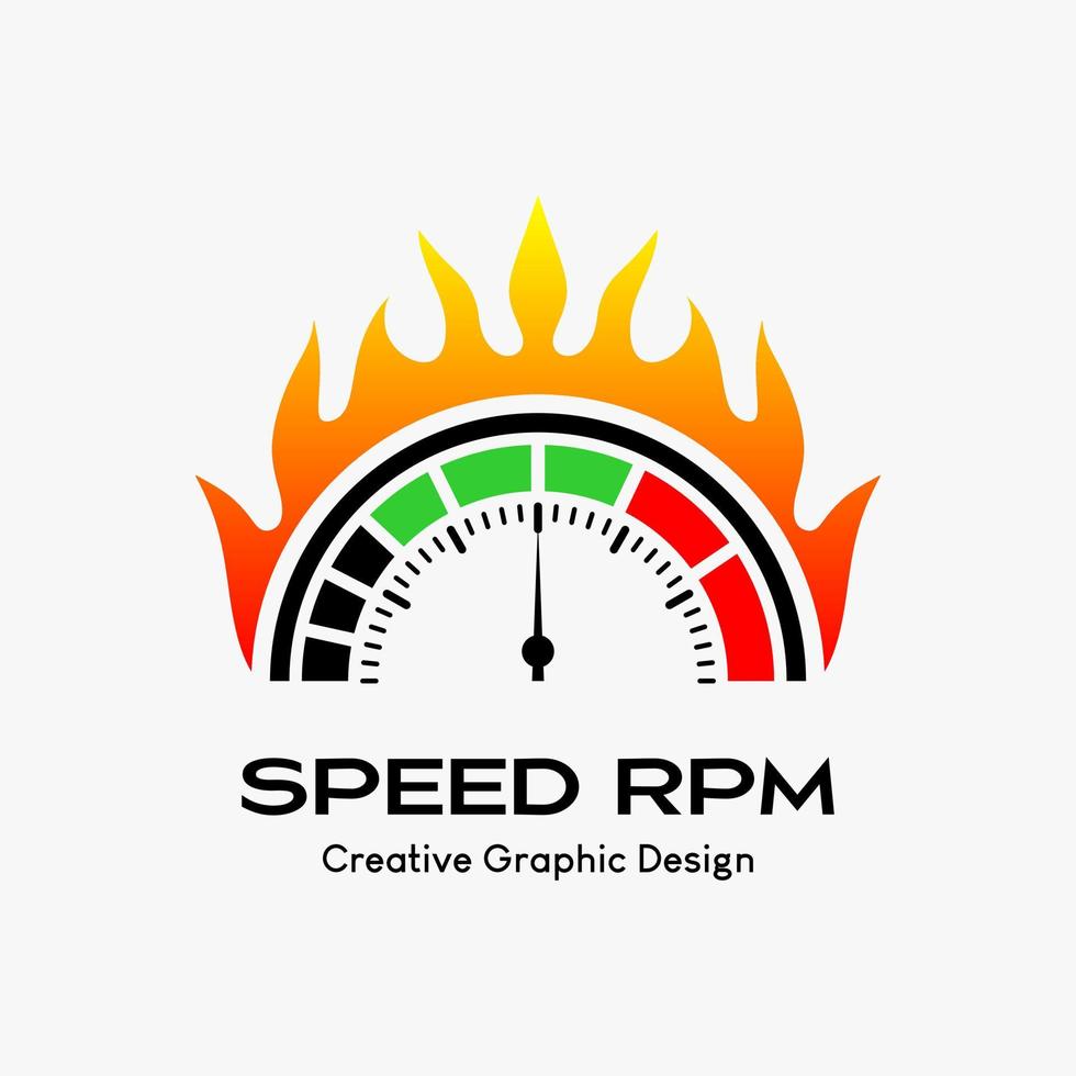 rpm velocità vettore logo, moderno astratto vettore logo modello. icona giri al minuto, speedo metro e fuoco icona