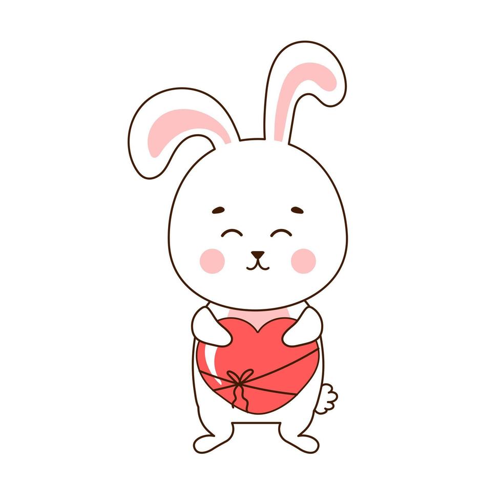 carino coniglio personaggio Tenere cuore sagomato dolce scatola, illustrazione per san valentino giorno vettore