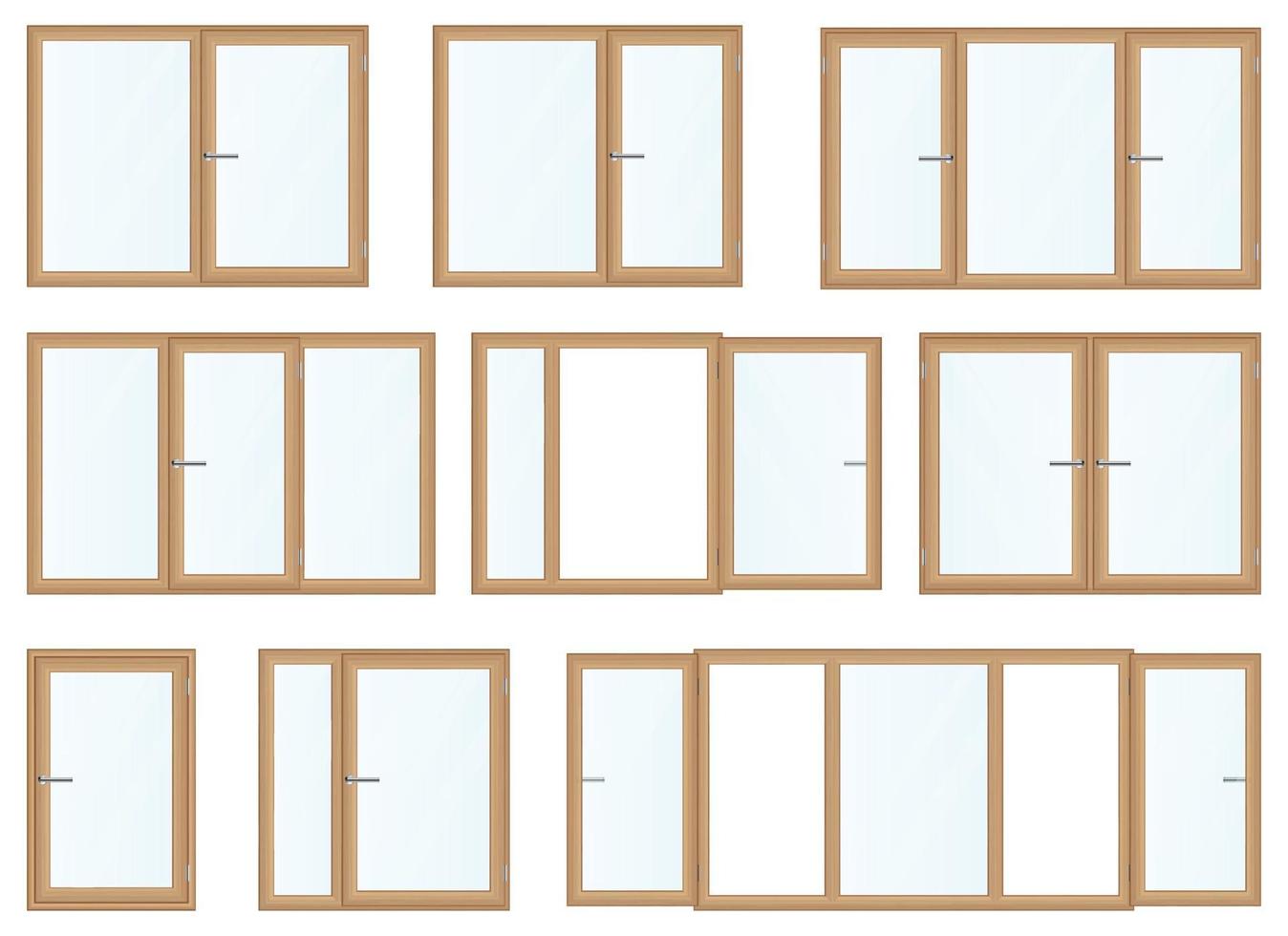 illustrazione di vettore di finestre in legno realistiche isolato su bianco
