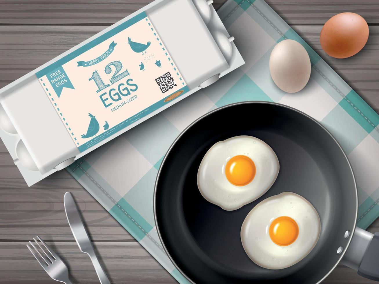realistico uova pacchetto vettore