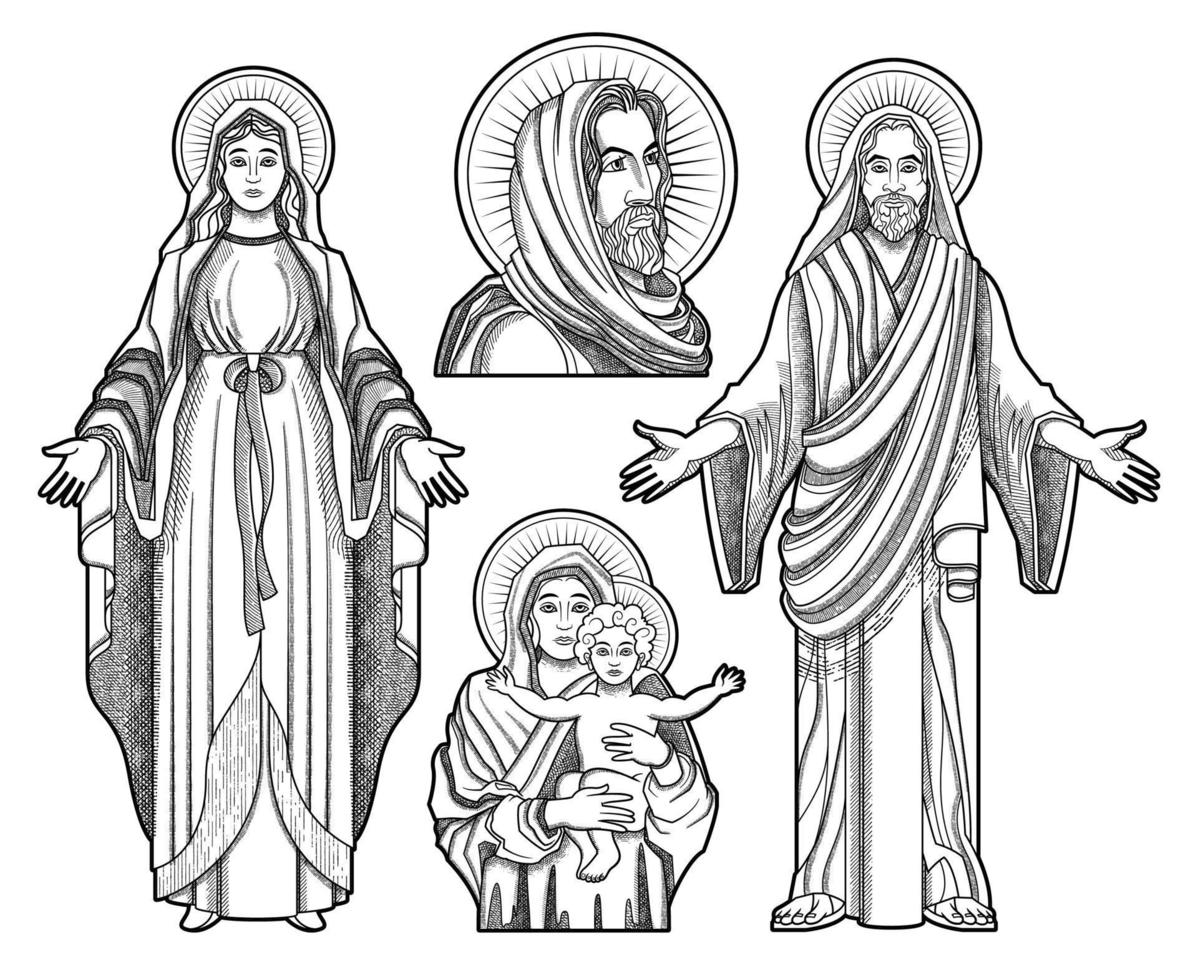 Gesù santi disegno impostato vettore
