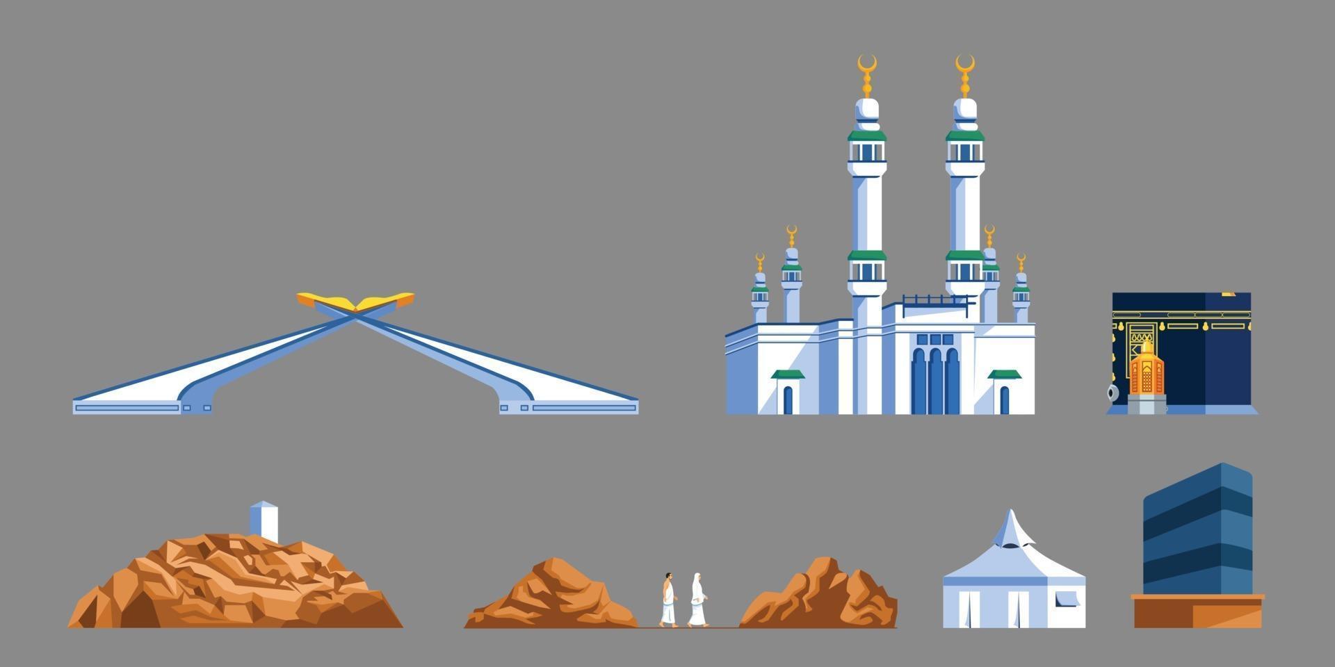 collezione grafica piatta punto di riferimento della mecca vettore