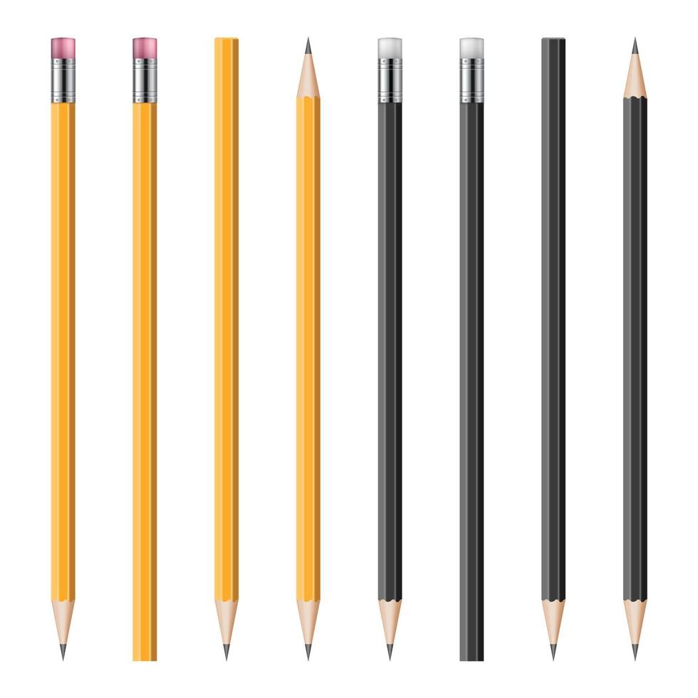set di illustrazione vettoriale matite realistiche
