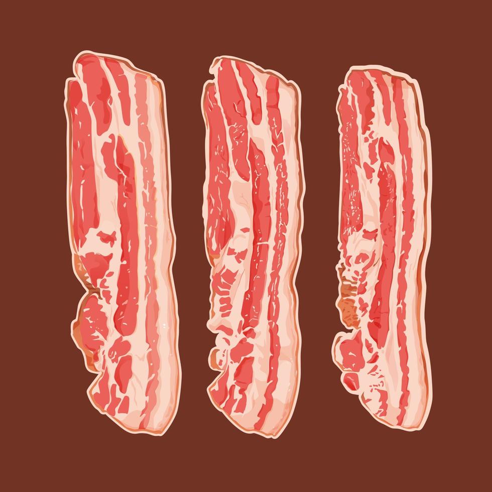 crudo Bacon fette piatto vettore illustrazione. gustoso prima colazione pasto ingrediente isolato clipart.