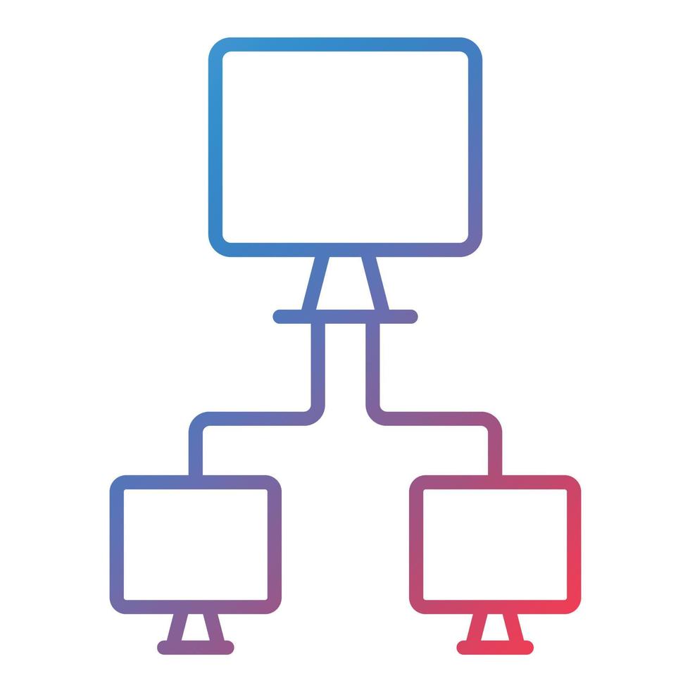 icona del gradiente della linea di rete del computer vettore