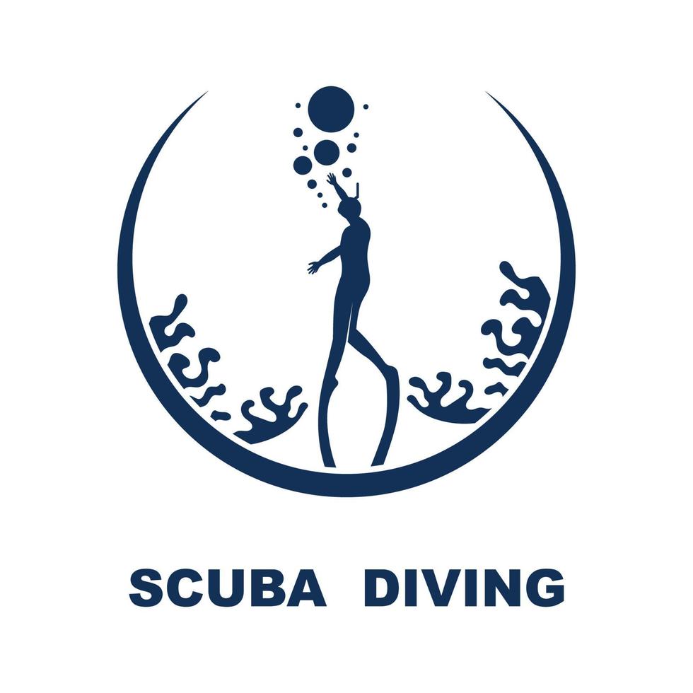 autorespiratore immersione sport logo, sotto acqua, vettore illustratore, silhouette, logo design.