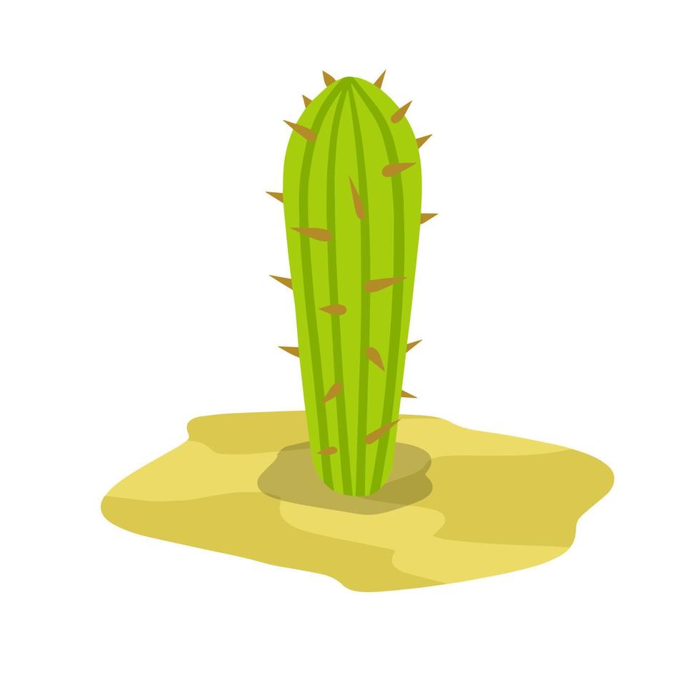 cactus nel il deserto. grande messicano pianta. verde succulento. elemento di meridionale tropicale estate paesaggio. piatto cartone animato illustrazione vettore