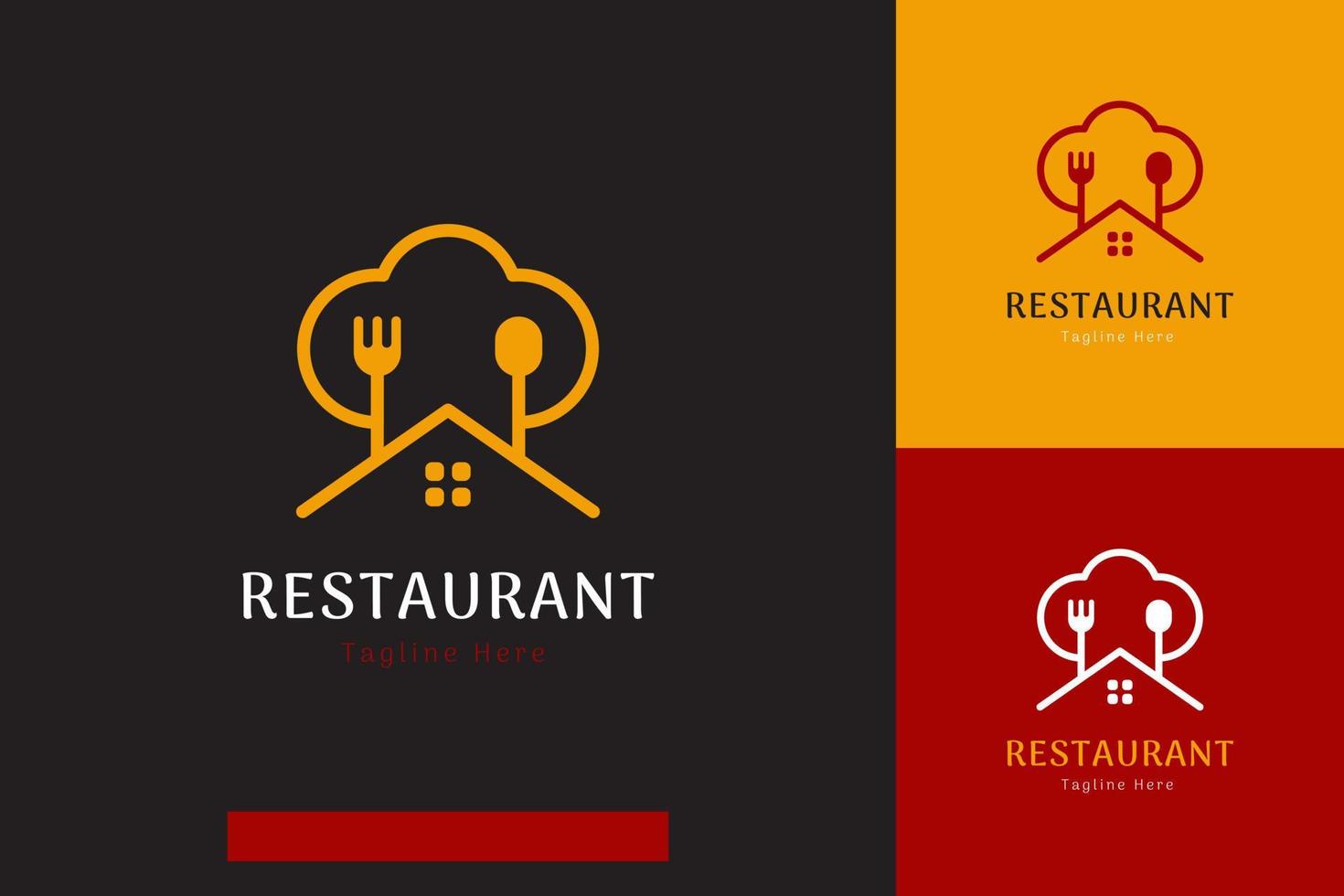 impostato di cibo e ristorante logo vettore design modelli con diverso colore stili