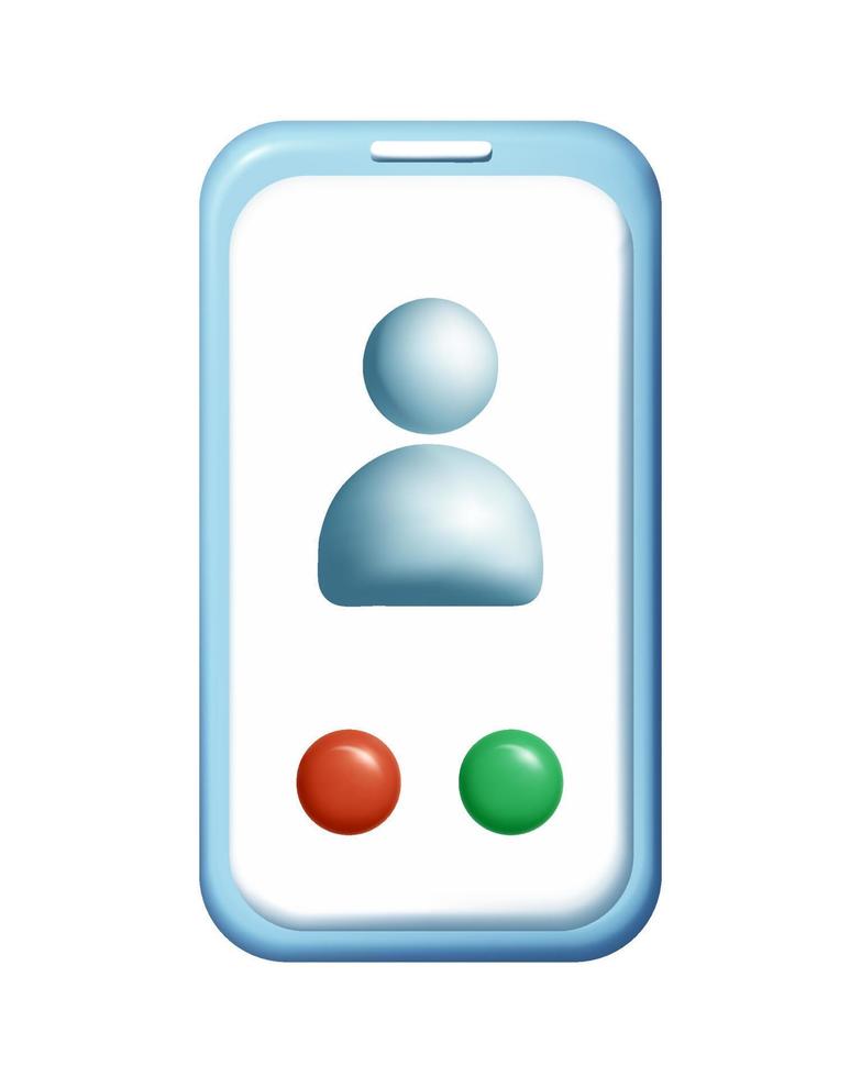 3d icona vettore maglia Telefono. dispositivo cellula con rosso e verde pulsante. umano icona su smartphone schermo. cliente servizio supporto concetto