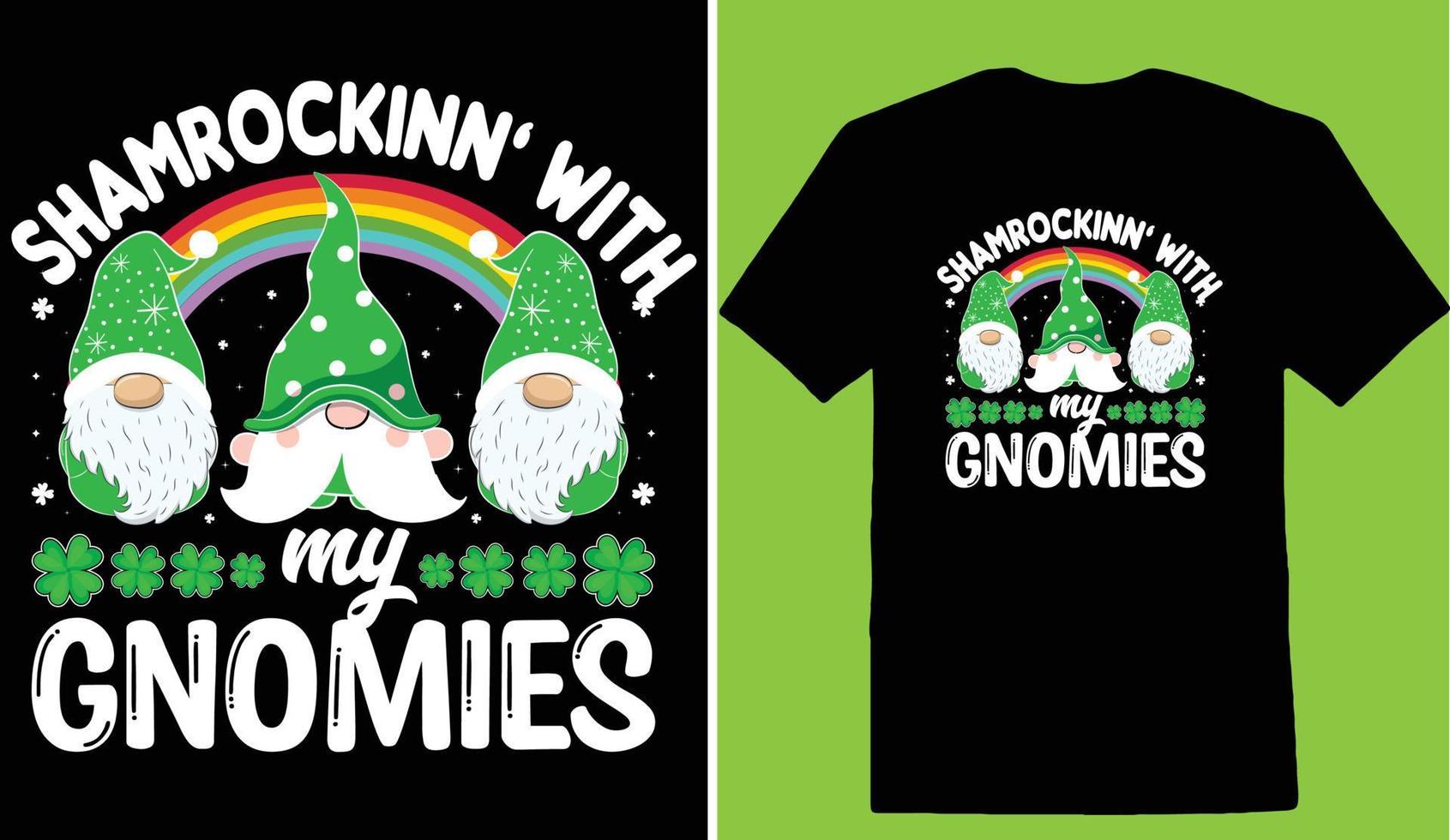 divertente st. patricks giorno shamrockinn con mio gnomie maglietta vettore