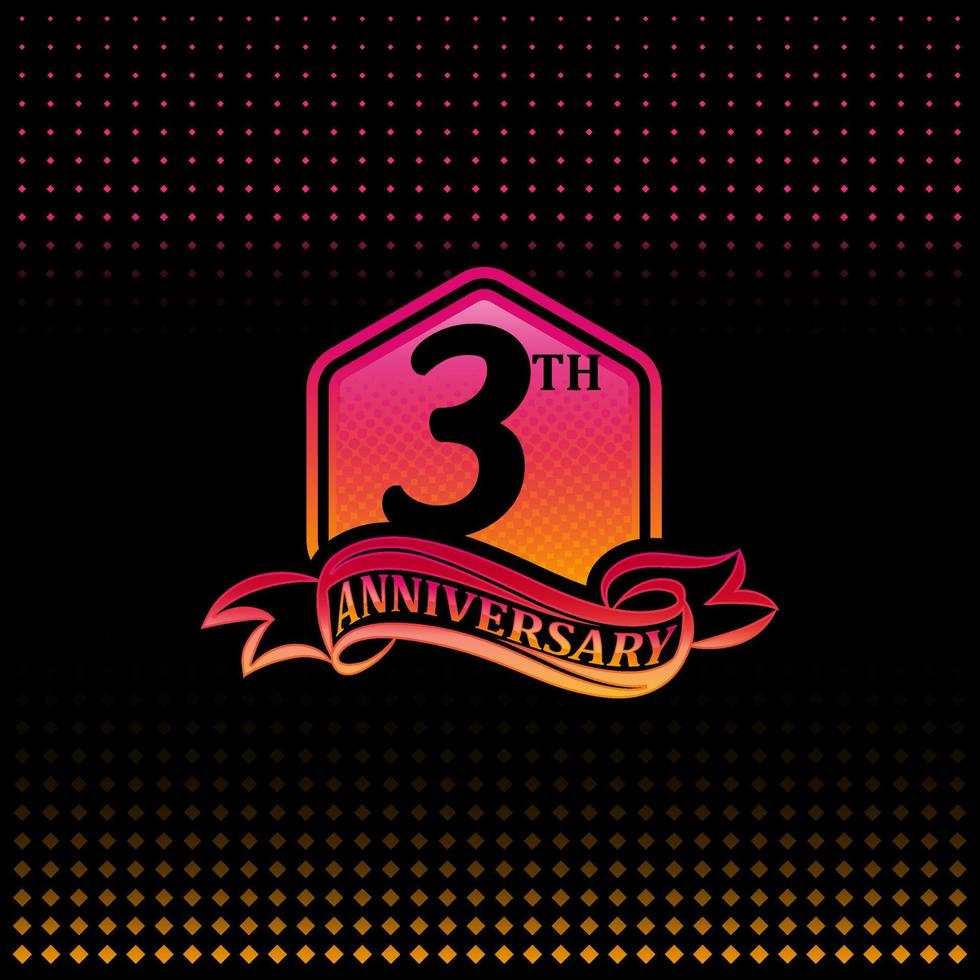 tre anni anniversario celebrazione logotipo. 3 ° anniversario logo, nero sfondo vettore