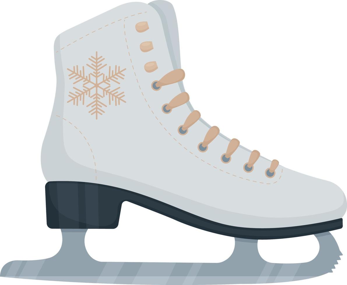 figura pattinando pattini, bianca con un' fiocco di neve modello. ghiaccio pattini. gli sport attrezzatura. vettore illustrazione isolato su un' bianca sfondo