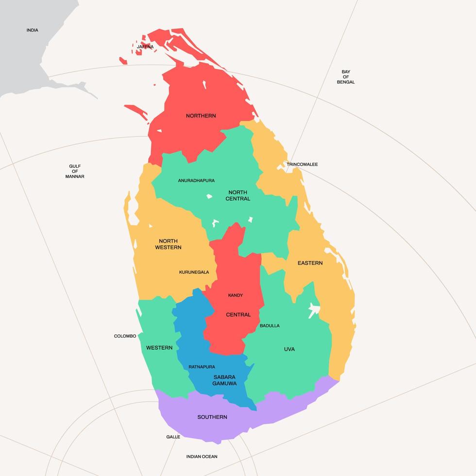 sri lanka nazione carta geografica con città nomi vettore